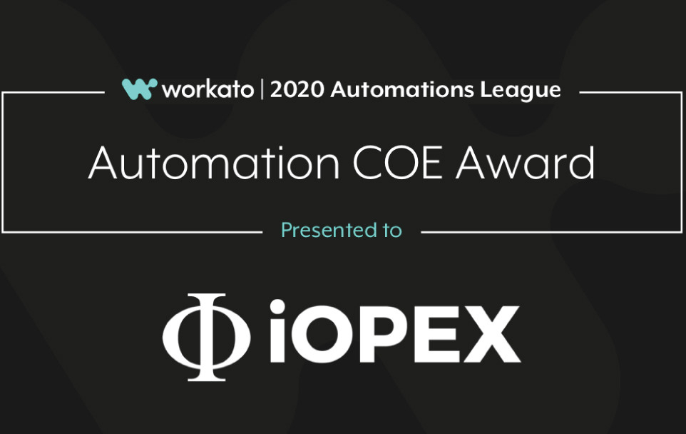 Iopex Technologies Receives 2020 Workato Partner Award Newsroom Banner